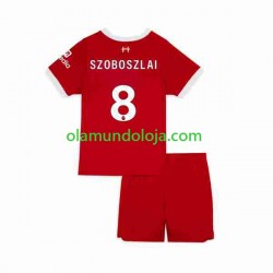 Camisola Liverpool Dominik Szoboszlai 8 Criança Equipamento Primeiro 2023 Manga Curta
